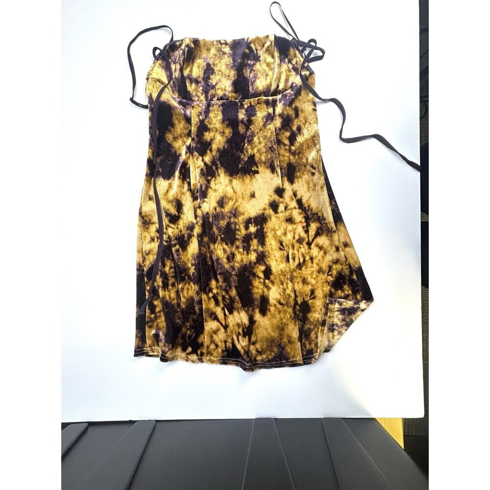 Urban Outfitters Mini Dress | Women's S | Gold Purple Tie Dye Velvet Strappy - Picture 6 of 10